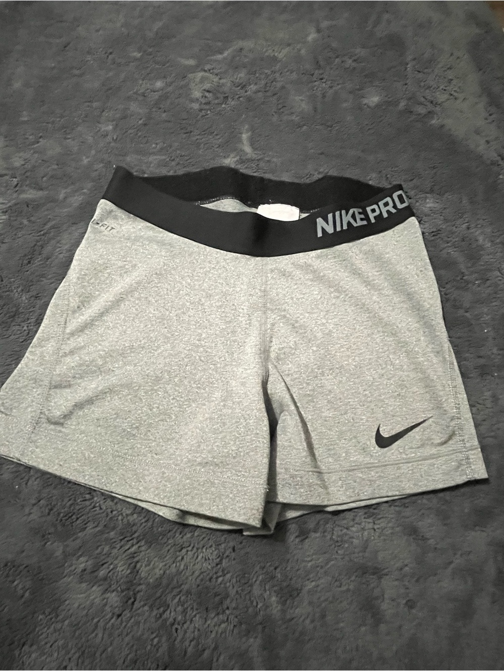 Nike Pro Women's Heather Gray Athletic Shorts with Black Waistband